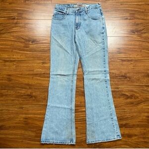 Vintage 90's Hydraulic Jeans Light Blue Distressed High Waist Flare Jeans Size 7